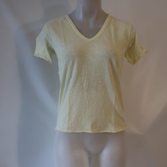 Womens Berenice Paris Light Yellow Cotton V-Neck T-Shirt Top XS - Picture 2 of 10